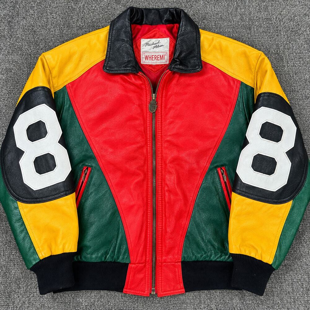 Michael Hoban WHEREMI Seinfeld Bomber Leather Jacket Vintage 8 Multicolor Medium